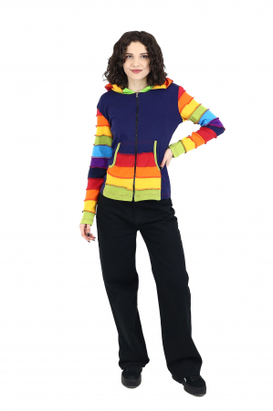 Hanorac albastru din bumbac - Buzunare rainbow [2]