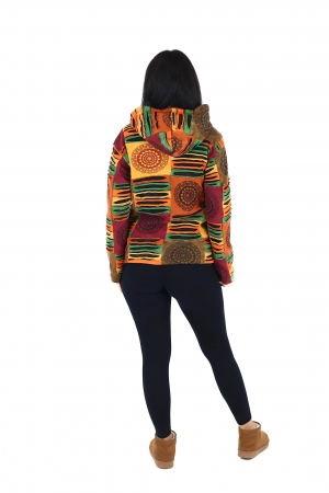 Hanorac cambrat razor cut captusit cu polar - Print Mandala [4]