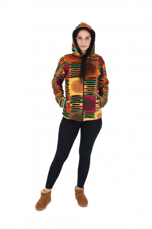 Hanorac cambrat razor cut captusit cu polar - Print Mandala [2]