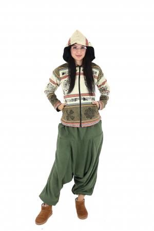 Hanorac cambrat shyama din bumbac captusit cu polar - Albastru Deschis [5]