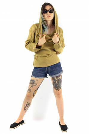 Hanorac cu gluga intr-o culoare - Bej [5]