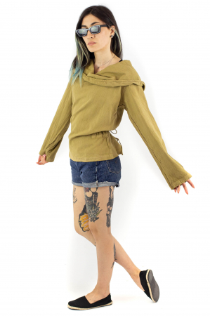 Hanorac cu gluga intr-o culoare - Bej [2]