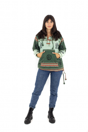 Hanorac cu polar si nasturi din lemn - Mint Green [2]