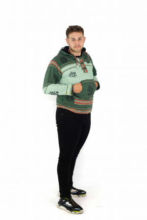 Hanorac cu polar si nasturi din lemn - Mint Green [8]