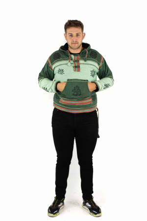 Hanorac cu polar si nasturi din lemn - Mint Green [6]
