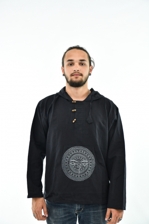 Hanorac cu print - 3rd Eye si Mandala - Bej [0]