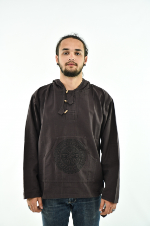 Hanorace - Hanorac cu print - 3rd Eye si Mandala - Bej