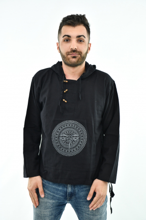 Hanorac cu print - 3rd Eye si Mandala - Bej [6]
