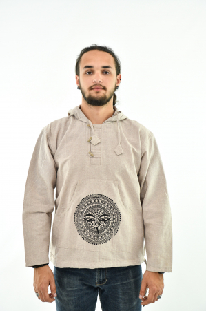 Hanorac cu print - 3rd Eye si Mandala - Bej [1]