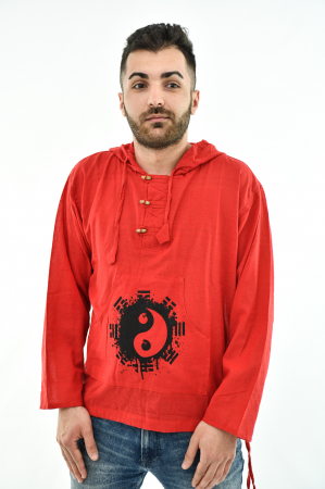 Hanorace - Hanorac cu print - Ying Yang - Gri