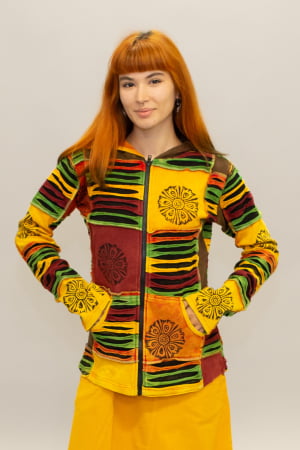 Hanorace - Hanorac damă din bumbac cu fermoar  - Model Patch Razor Cut