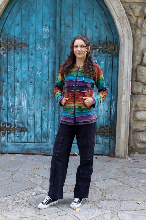 Hanorac din bumbac dungi multicolore si cusatura in exterior [1]