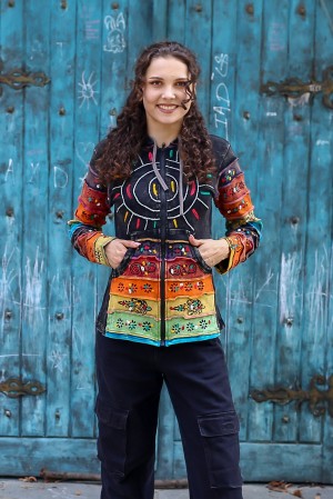 Hanorac din bumbac cu print manual si soare in mijloc [0]