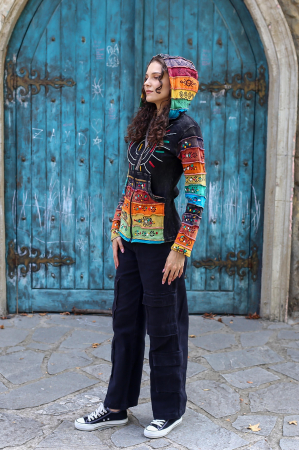 Hanorac din bumbac cu print manual si soare in mijloc [3]