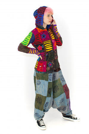 Hanorac din bumbac multicolor - petice Unicat - mărime L [8]