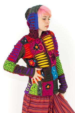 Hanorac din bumbac multicolor - petice Unicat - mărime L [11]