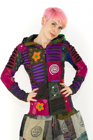 Hanorac din bumbac multicolor - petice Unicat - marime S [5]