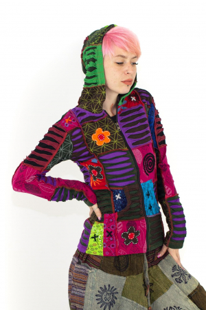 Hanorac din bumbac multicolor - petice Unicat - marime S [2]