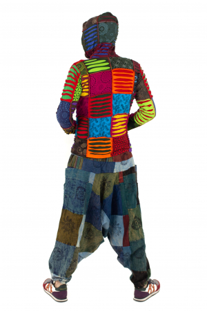 Hanorac din bumbac multicolor - petice Unicat - marime XL [8]