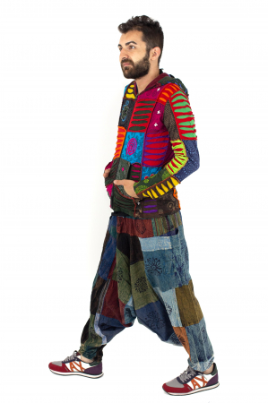 Hanorac din bumbac multicolor - petice Unicat - marime XL [7]