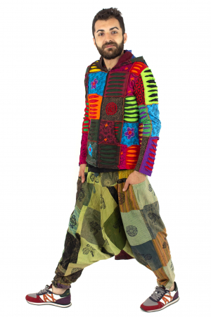 Hanorac din bumbac multicolor - petice Unicat - marime XL [3]