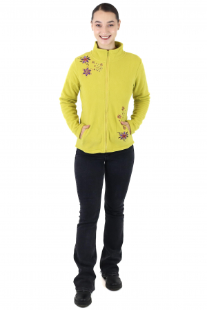 Hanorac din polar cu fermoar și print floral - Lime [1]
