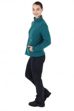 Hanorac din polar cu fermoar și print floral - Teal [4]