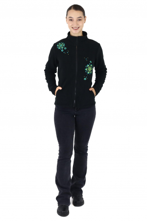 Hanorac din polar cu fermoar și print multicolor - Negru [1]