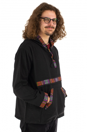 Hanorac ethnic din bumbac subtire - Blue [5]
