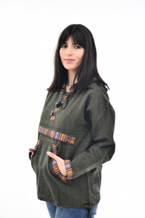 Hanorac ethnic din bumbac subtire - Blue [4]