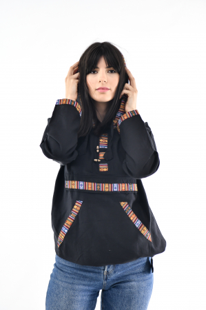 Hanorac ethnic din bumbac subtire - Blue [11]