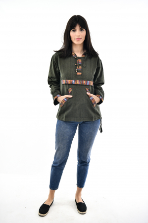 Hanorac ethnic din bumbac subtire - Blue [7]