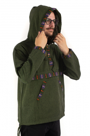 Hanorac ethnic din bumbac subtire - Blue [5]