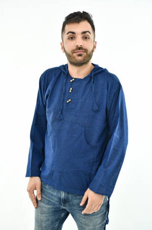 Hanorac lejer cu nasturi din lemn - Albastru [0]