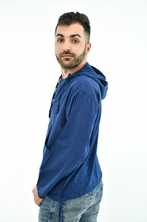 Hanorac lejer cu nasturi din lemn - Albastru [4]