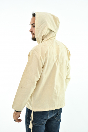Hanorac lejer cu nasturi din lemn - Crem [6]
