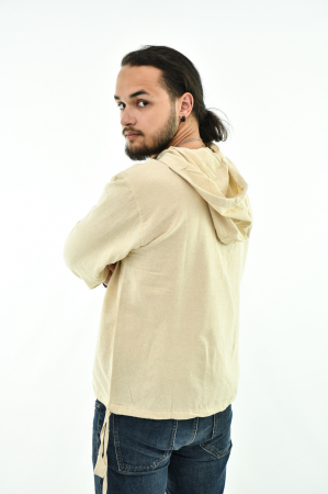 Hanorac lejer cu nasturi din lemn - Crem [5]