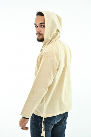 Hanorac lejer cu nasturi din lemn - Crem [7]