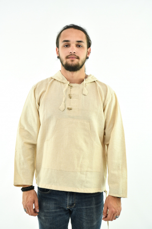 Hanorac lejer cu nasturi din lemn - Crem [0]