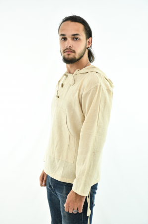 Hanorac lejer cu nasturi din lemn - Crem [1]