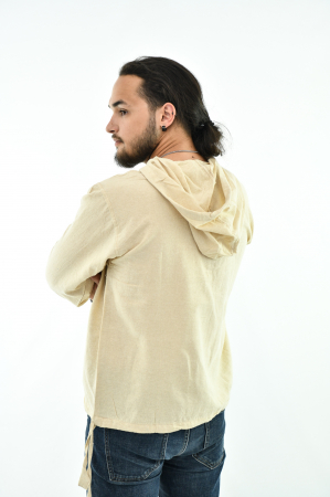 Hanorac lejer cu nasturi din lemn - Crem [4]
