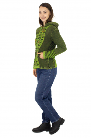 Hanorac razor cut cu broderie - Verde [3]