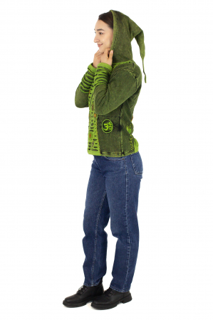 Hanorac razor cut cu broderie - Verde [4]
