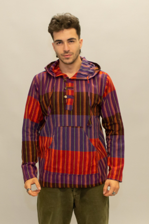 Hanorace - Hanorac subțire din bumbac cu croi lejer și dungi colorate- Multicolor 1