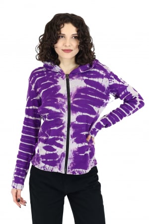 Îmbrăcăminte - Hanorac Tie Dye Violet&Alb