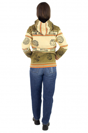Hanorac unisex din bumbac și polar printat manual - Crem [5]