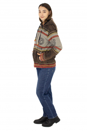 Hanorac unisex din bumbac și polar printat manual - Gri [3]