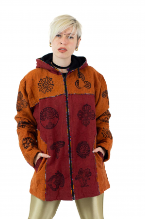 ÎMBRĂCĂMINTE - Jacheta de barbati cu polar si cu modele hinduse - Gri