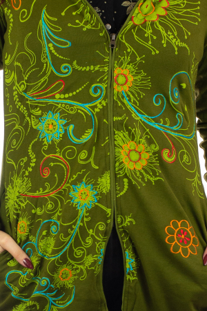Jacheta de toamna cu print floral - Verde inchis [2]