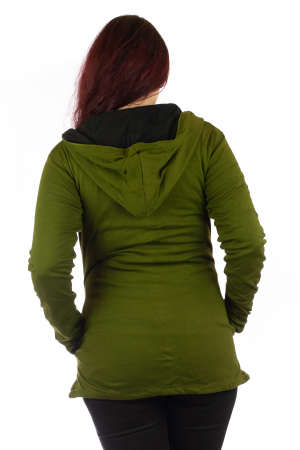 Jacheta de toamna cu print floral - Verde inchis [4]